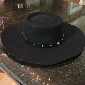 Black Hat with Multicolored Band